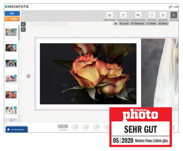 Das Fotobuch von MEINFOTO erhält das Testlogo SEHR GUT.