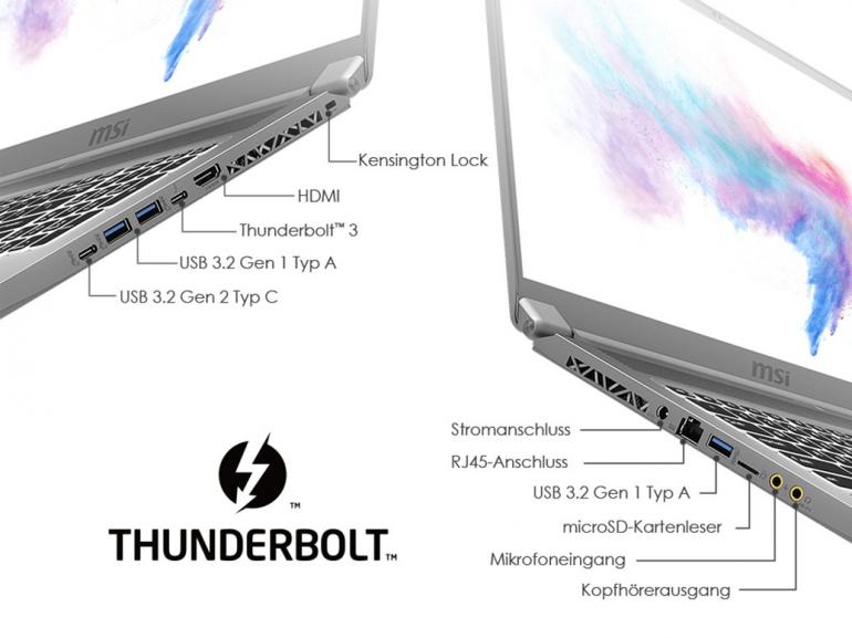 Die verschiedenen Anschlüsse des Laptops bieten kreativen Anwendern maximale Flexibilität.