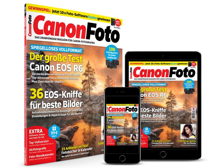 Jetzt neu: CanonFOTO 01/2021 - EOS R6 im Praxis-Test & 36 EOS Kniffe für beste Bilder