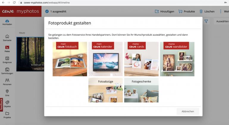 Übersicht an Fotoprodukten