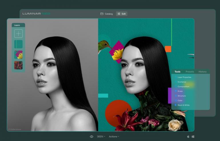 Mit Luminar Neo können jetzt mehrere Bilder als Ebenen in einem einzigen Bild kombiniert werden, einschließlich RAW-Bildern für maximale Kontrolle über Farbe und Licht.