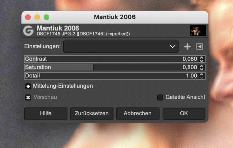 Gimp überrascht teils mit wirklich kryptischen Bezeichnungen (hier HDR).