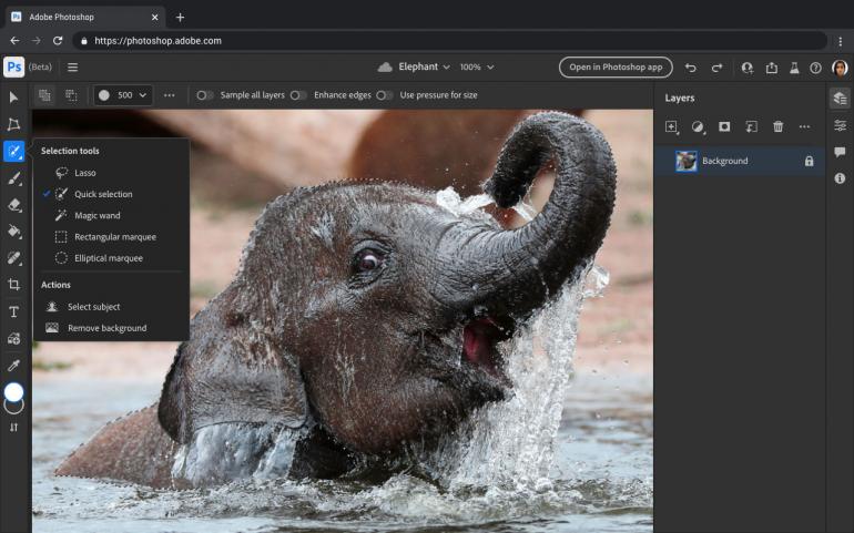 Photoshop im Web: Aktuell ist das Programm noch in der Beta-Phase.