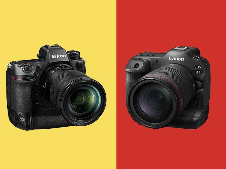 Links: Die Nikon Z 9 bietet dank einer Auflösung von 45,7 Megapixeln reichlich Flexibilität im Foto- &amp; Videoalltag. Rechts: Mit einer rasanten Serienbildgeschwindigkeit von bis zu 30 B/s und AF-Augensteuerung begeistert die Canon EOS R3.