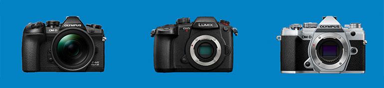 (v.l.n.r.) Olympus OM-D E-M1 Mk III, Panasonic Lumix GH5 II, Olympus OM-D E-M5 Mk III