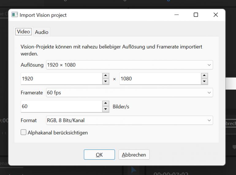 Import in Premiere: Vision-Projekte landen ganz ohne Rendering beim Videoschnitt.