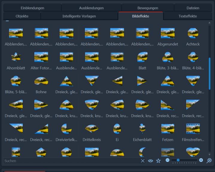 Masken ohne Ende: Zur Bildmaskierung stehen unzählige Effekte bereit.