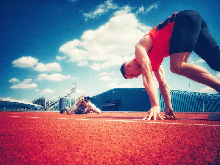 Sprint und Speed: Auf einer Sportanlage in London fotografierte Thomas Fähnrich den deutschen Paralympics-Star Felix Streng bei einer Trainingseinheit vor den Paraolympischen Spielen in Tokyo 2021.