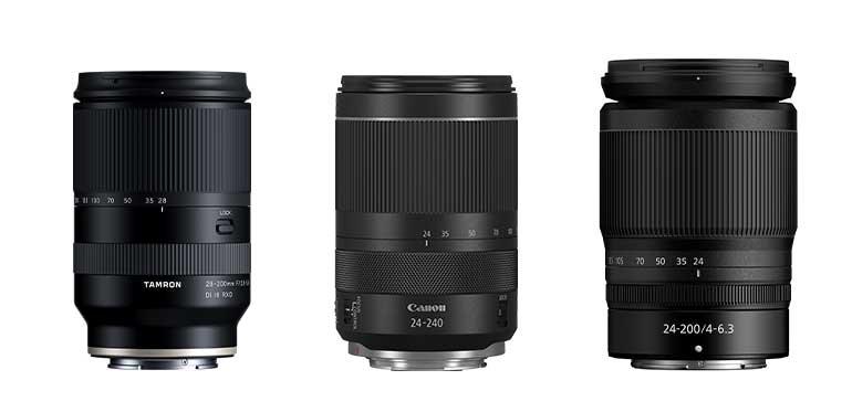 Tamron 18-200mm F/2.8-5.6 Di III RXD, Canon RF 24-200mm F4-6.3 IS USM, Nikkor Z 24-200mm 1:4-6,3 Z