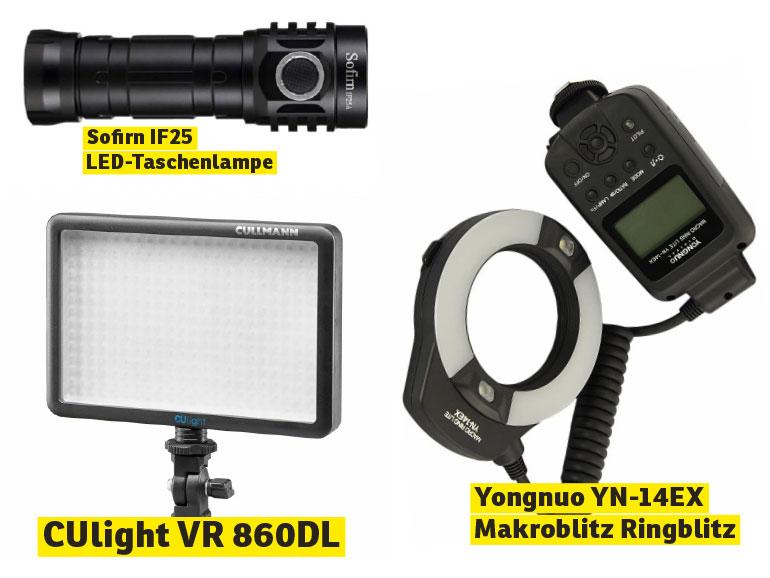 Sofirn IF25 LED-Taschenlampe, Yongnuo YN-14EX Makroblitz Ringblitz 