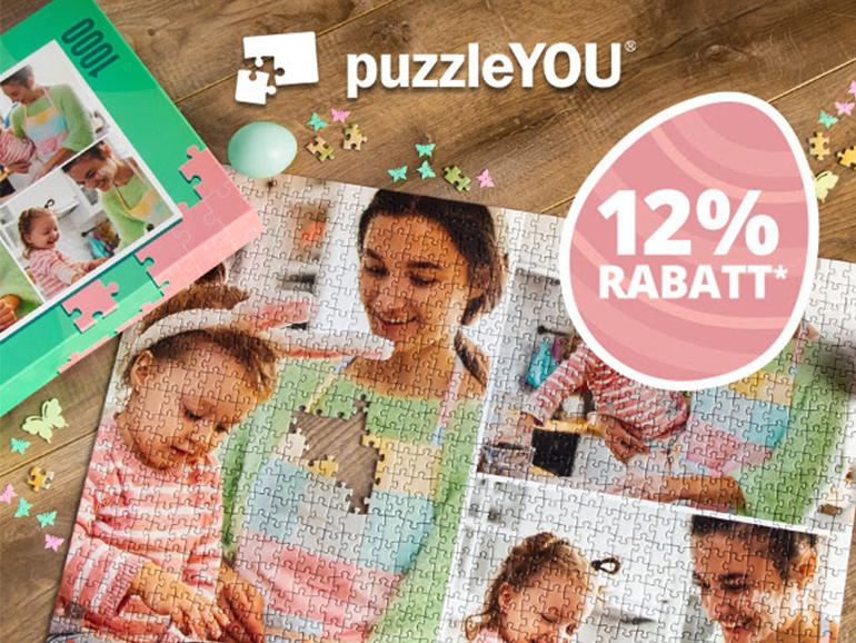 Im Rahmen der laufenden Oster-Aktion erhalten Sie zur Zeit 12 % Rabatt auf alle Produkte bei puzzleYOU.
