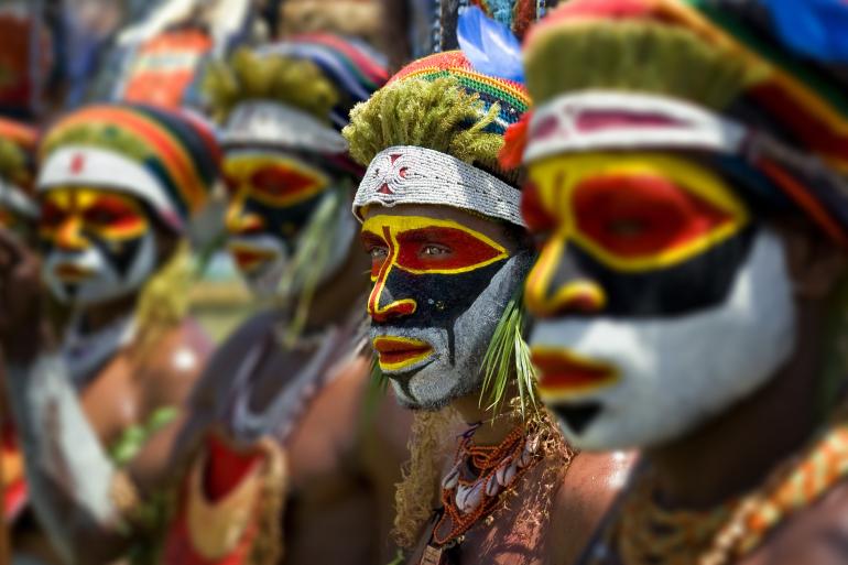 Ureinwohner mit Gesichtsbemalung, Papua-Neuguinea
