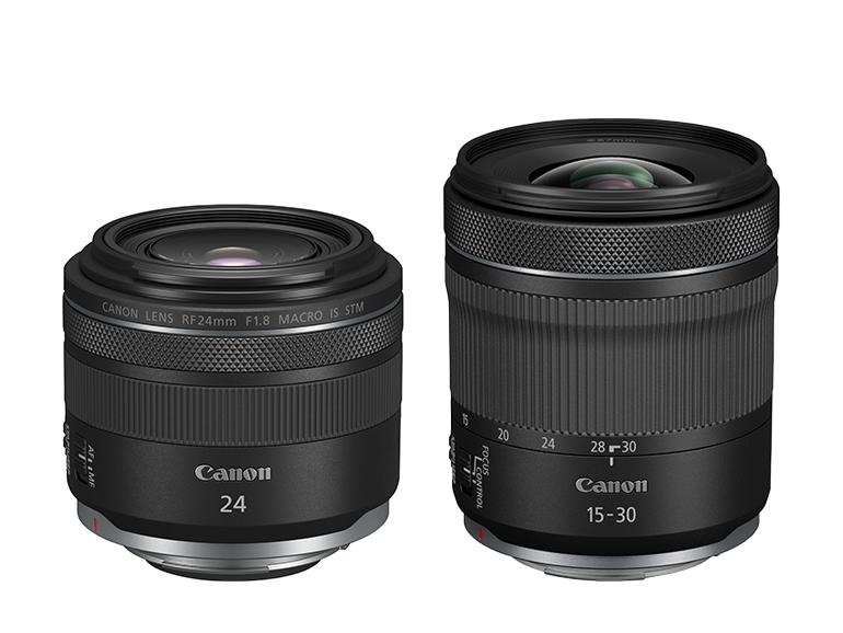 Canon RF 24mm F1.8 MACRO IS STM (link) und Canon RF 15-30mm F4.5-6.3 IS STM (rechts)