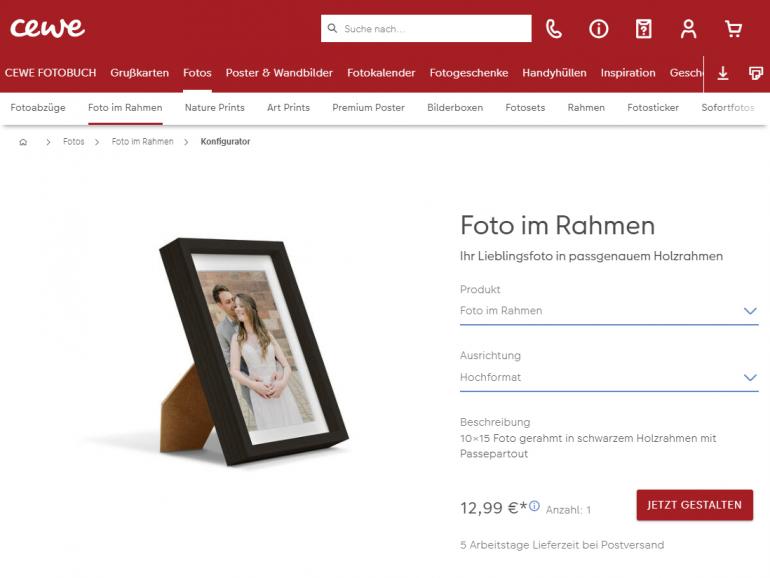 Im Rahmen: Bei Cewe und Pixum können Sie Ihre Fotos direkt in einem schicken Rahmen bestellen.