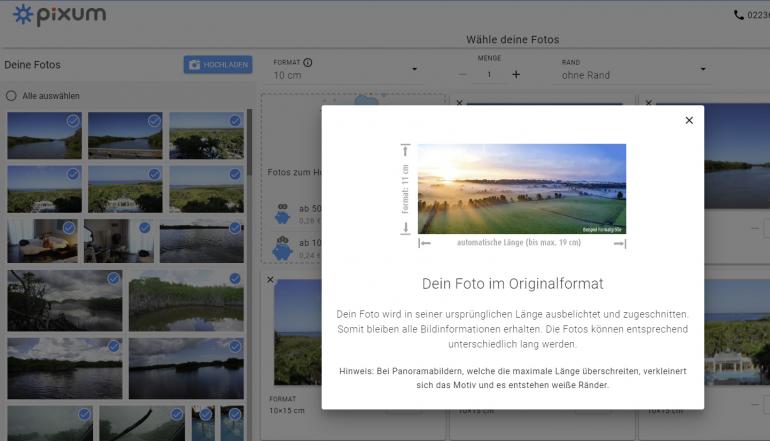 Zuschnitt: Bei Pixum, wie auch bei den anderen Anbietern, werden Ihre Abzüge passend zugeschnitten.