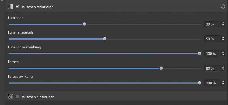 Vielfältige Möglichkeiten zur Rauschreduzierung in Affinity Photo.