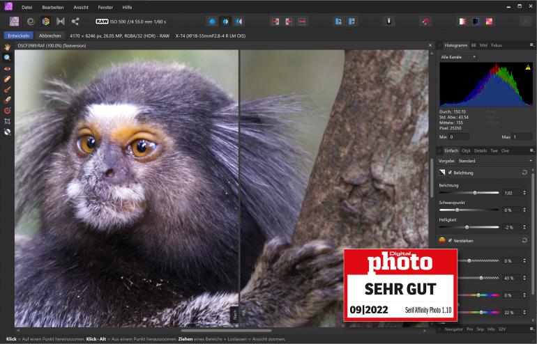 Serif Affinity Photo Testergebnis.