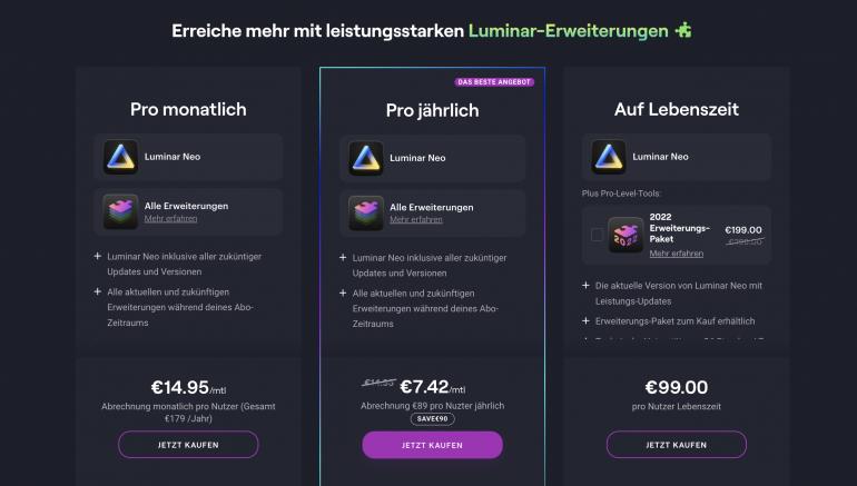 Die aktuellen Luminar Neo Rabatte.