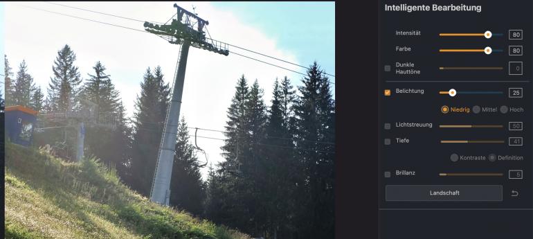 Belichtungsschutz: Ein Ausreißen heller Bildbereiche ist mit dem Belichtungsregler in Radiant Photo unmöglich.