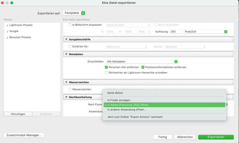 Eine Datei exportieren