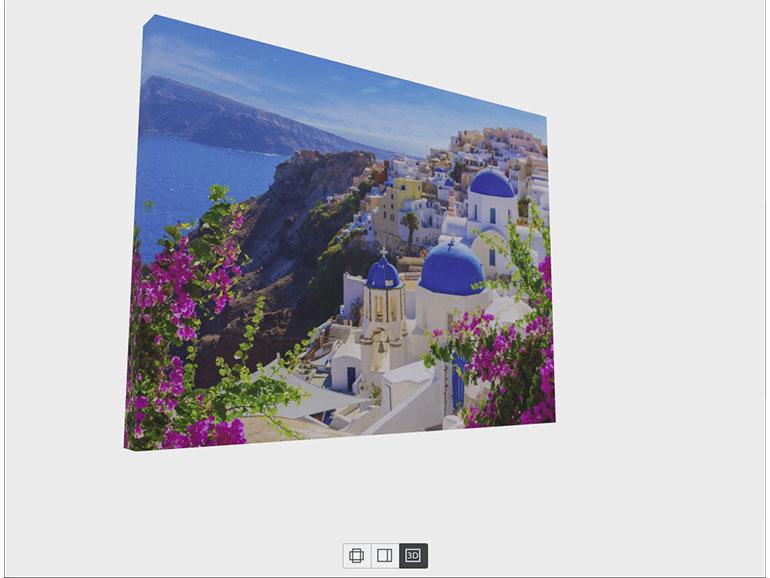 3D-Ansicht: Bei Bilder.de, WhiteWall und ifolor können Sie sich Ihre Fotoleinwand in einer 3D-Vorschau ansehen.