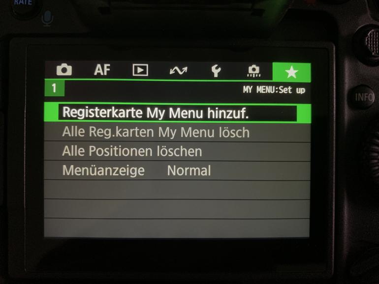 My MENU: Set up