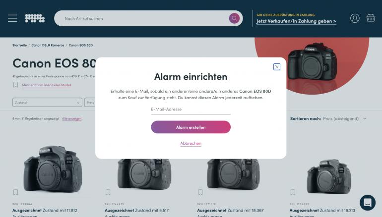 Sie sind auf der Suche nach einem Produkt bei MPB, das nicht (in Ihrem gewünschten Zustand) verfügbar ist? Dann nutzen Sie die automatische Benachrichtigung per E-Mail und schlagen Sie dann zu, wenn das Produkt wieder gebraucht verfügbar ist.
