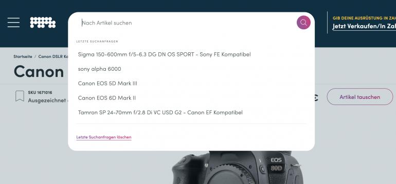 Die Suchleiste bringt Sie bei konkreten Produktwünschen schnell zum Ziel.