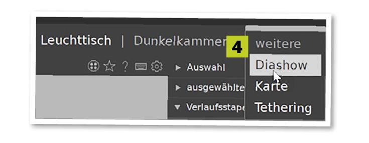 Im Untermenü oben rechts im Programmfenster wählen Sie das Modul aus.