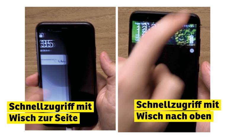 Mit einem „Wisch“ greifen Sie schnell auf Ihre Kamera zu.
