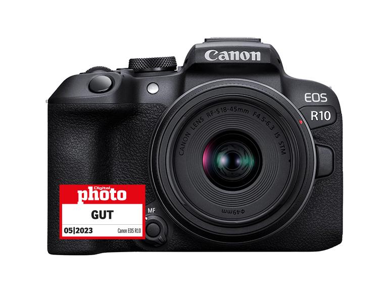 Canon EOS R10 mit Testlogo