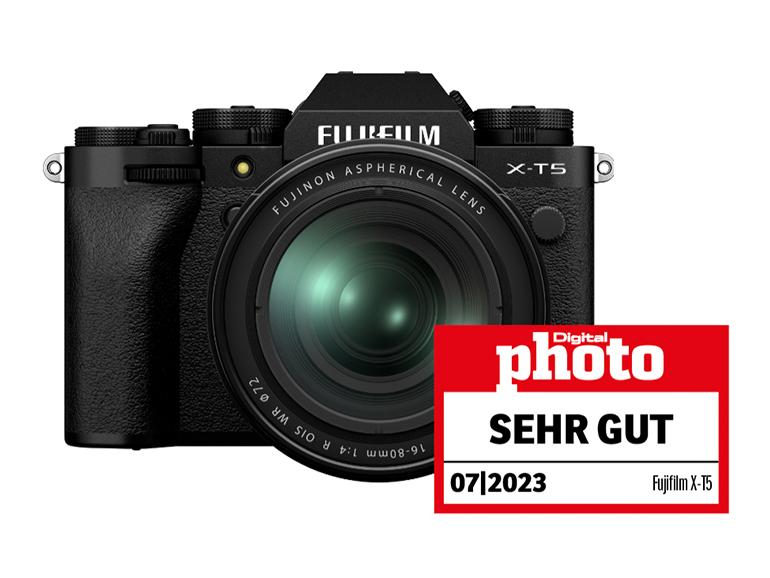 Fujifilm X-T5 mit Testlogo