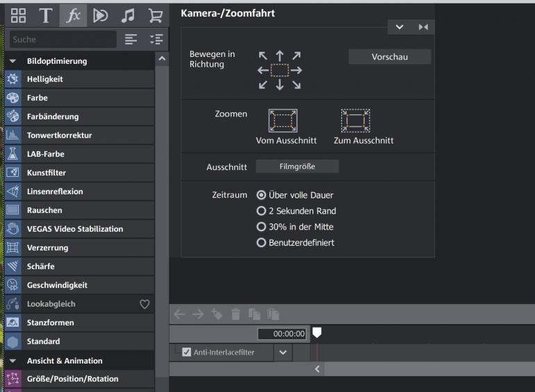 Die Bild- und Videoeffekte sind bei Magix über Plugins verfügbar.