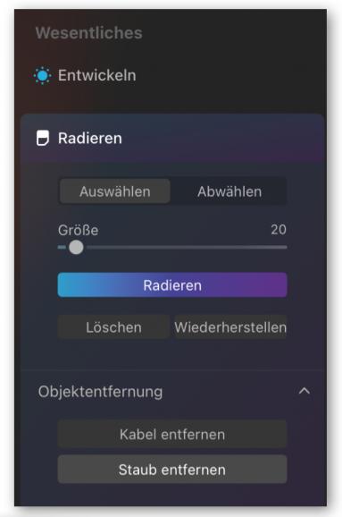 Radieren Funktion in Luminar Neo