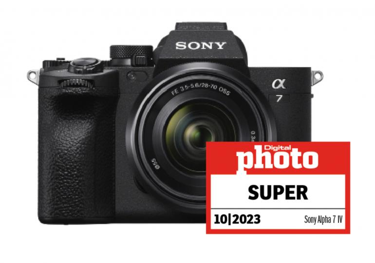 Sony Alpha 7 IV mit Testlogo