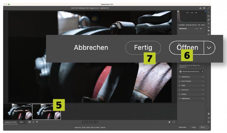 Über „Öffnen“ gelangen Sie zur Bearbeitung in Photoshop.