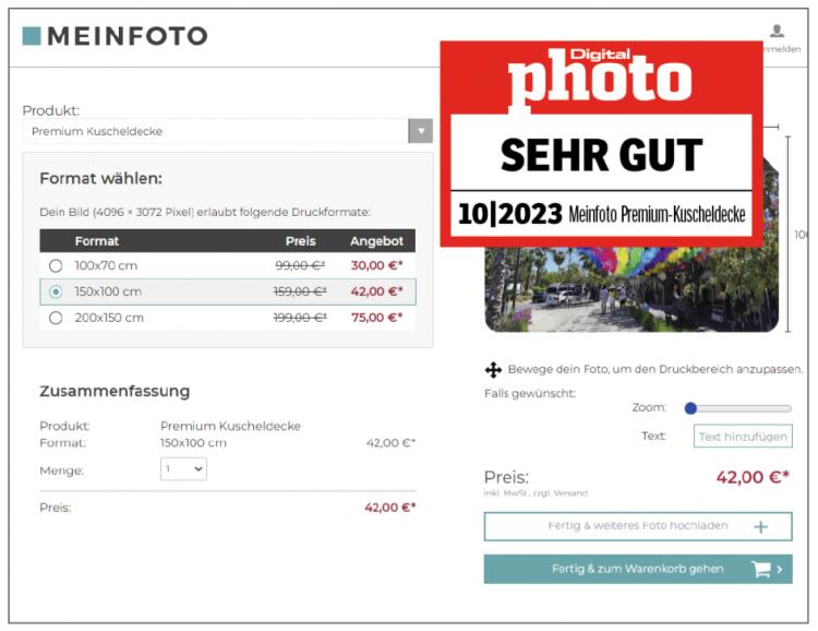 Testergebnis Meinfoto.de Premium-Fotodecke 