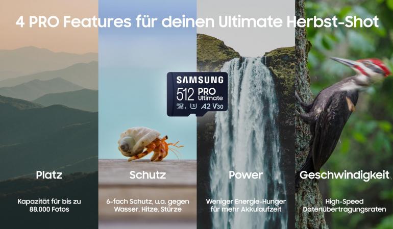 Mit der microSD PRO Ultimate von Samsung sind Sie optimal vorbereitet für den Foto-Herbst.