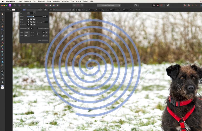 Das Spiralen-Tool kann auch für Ebenenmasken verwendet werden.