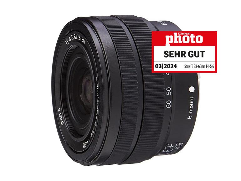 Sony FE 28–60mm F4–5.6 mit Testlogo