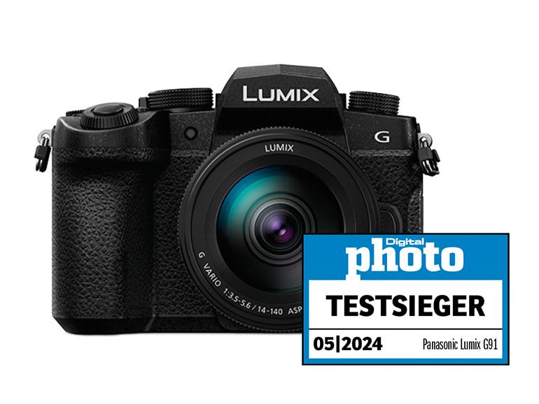 Panasonic Lumix G91 mit Testlogo