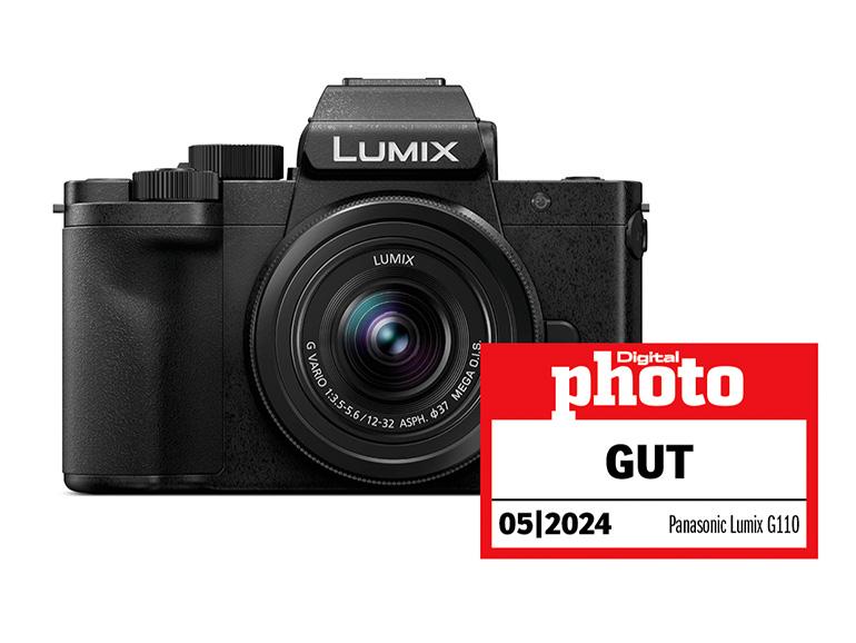 Panasonic Lumix G110 mit Testlogo