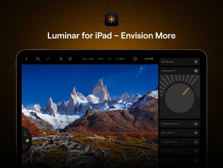 Luminar für iPad lässt sich sowohl im Quer- als auch Hochformat nutzen.