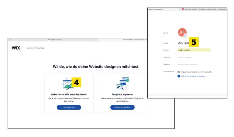 Die eigentliche Website einrichten