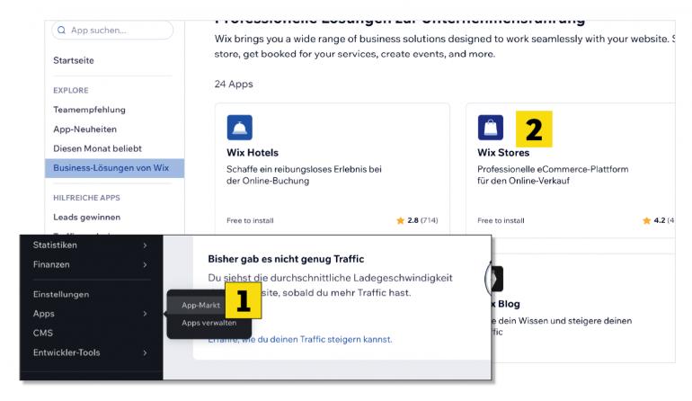 Den Wix Store finden 