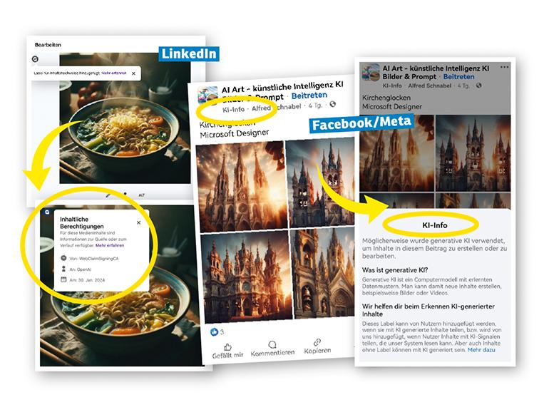 KI-generierte Werke in Social Media: Immer mehr soziale Netzwerke führen eine obligatorische Kennzeichnung von mithilfe einer KI erstellten Inhalten ein.