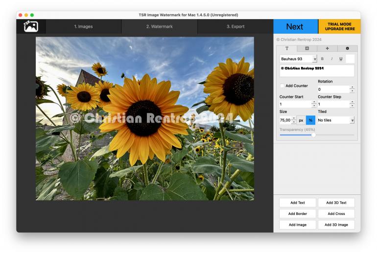 Mit einem Tool wie TSR Watermark Image für Mac und Windows oder auch Adobe Photoshop oder Lightroom können Bilder mit wenigen Handgriffen mit attraktiven Wasserzeichen geschützt werden.