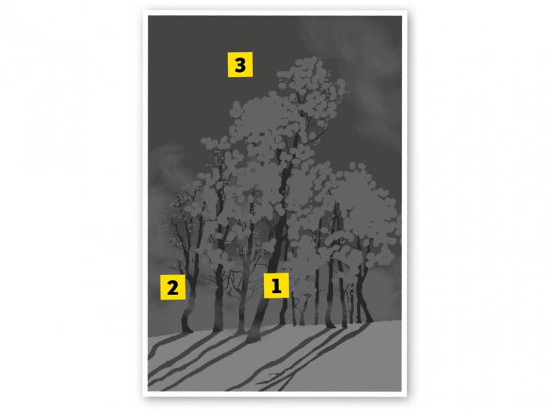 Landschaft im Hochformat: Skizze