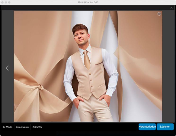Neue Outfits gibts bei Cyberlink KI-generiert. Die Ergebnisse im Test waren eher witzig als ernst zu nehmend.