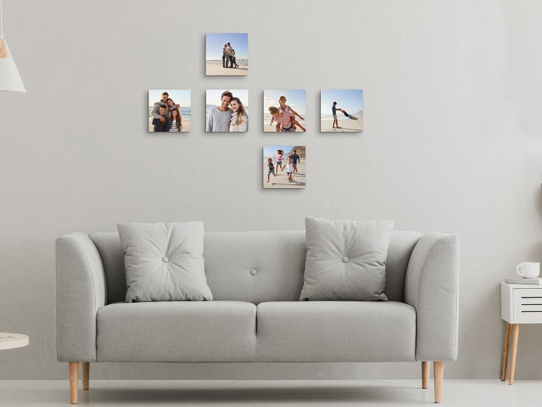 Geometrie im Quadrat: Raffiniert kombiniert, sorgen quadratische Leinwandbilder für spannende Effekte an der Wand. Hier gilt es: Vor dem Bestellen unbedingt vorplanen!